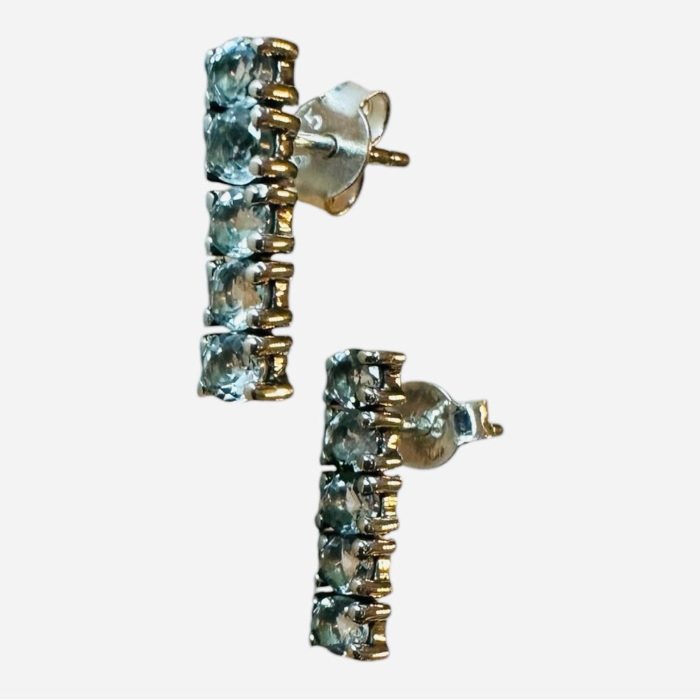 Blue Topaz 925 Silver Multi Stone Earrings NWOT Matching Necklace Available